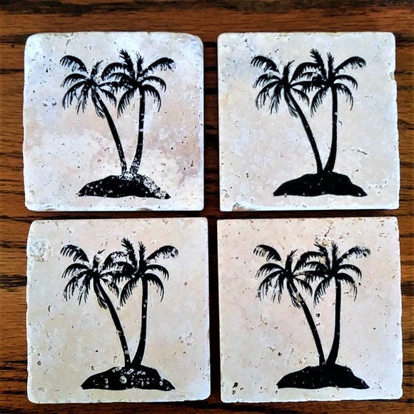 New 4 Travertine stone tile coasters - Pa… - Picture 2 of 4